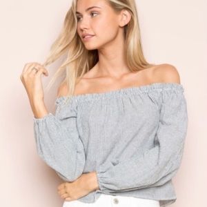Brady Melville striped off the shoulder top